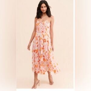 AMUR Mosey Pleated Midi Dress Sz 12 NWOT